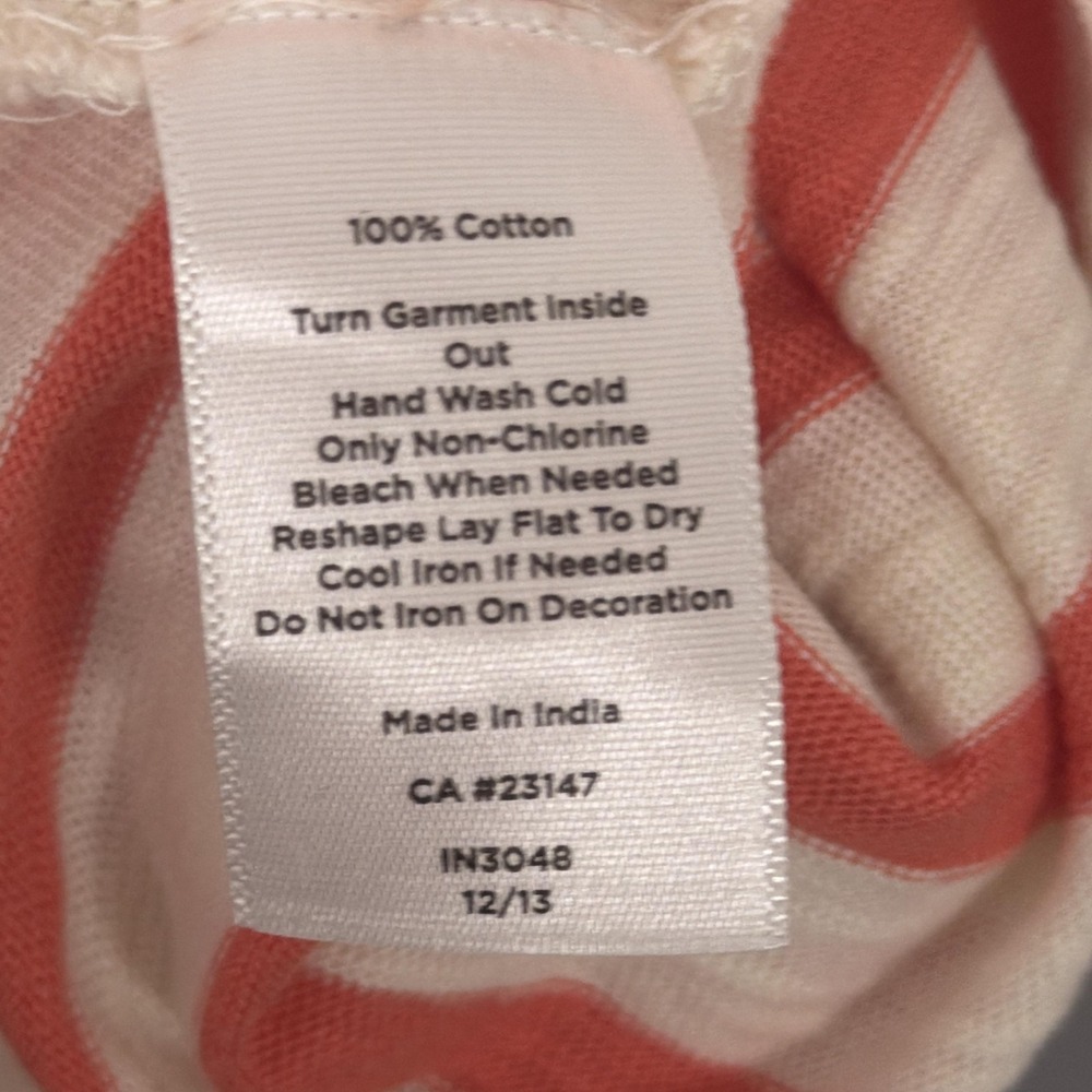 Talbots Top Women 1X Coral Stripe Beaded Neck 3/4 Sleeve Cotton Knit IN3048 - Picture 7 of 7